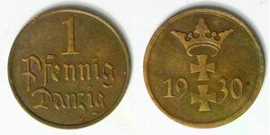 DANZIG 1 Pfennig 1930 - Bronze - VF - 2245