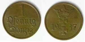 DANZIG 1 Pfennig 1937 - Bronze - XF - 2247