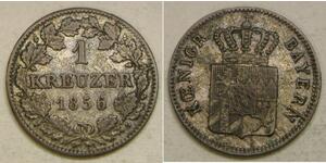 BAVARIA (Germany) 1 Kreuzer 1856 - Billon 0.166 - Maximilian II. - XF- - 4158 *