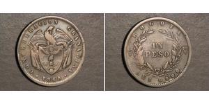   COLOMBIA-GRANADINE CONFEDERATION 1860 1 Peso Silver Crown F-VF