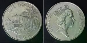BERMUDA 1 Dollar 1988 - Copper/Nickel - Elizabeth II. - Railroad - aUNC - 2045