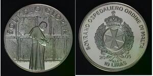 MALTA 10 Liras 2005 Proof - Copper/Nickel - Life Of Pope John Paul II. - 4227