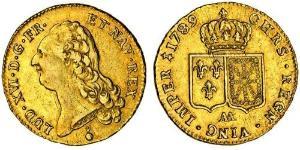 France, Louis XVI (1774-92), Metz, Double Louis d'or à la tête nue, 15.26g, 1789 AA, head left, grenade below, rev. crown over two square shields (Dr.604; Dup.1706; F.-; KM.592.2), very fine