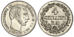 4 Skilling Danemark Argent Christian IX de Danemark (1818-1906)