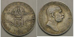 AUSTRIA 1 Corona ND (1908) - Silver 0.835 - 60th Ann. of Reign - VF/XF - 3478 *