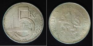 CZECHOSLOVAKIA 5 Korun 1929 - Silver 0.500 - XF- - 1502