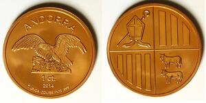 ANDORRA 1 Centim 2014 - Copper - Golden Eagle - Copper Bullion - aUNC - 3826