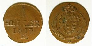 SAXONY ALBERTINE 1 Heller 1813 H - Copper - Friedrich August III. - VF- - 3142