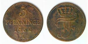 MECKLENBURG SCHWERIN 3 Pfennig 1852 A - Copper - Friedrich Franz II. - VF - 1087