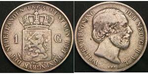 NETHERLANDS 1 Gulden 1865 - Silver .945 - F/VF - 3338 