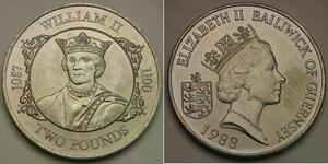 GUERNSEY 2 Pounds 1988 - Copper-Nickel - King William II. - aUNC - 498 *