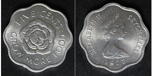 SEYCHELLES 5 Cents 1972 - Aluminum - F.A.O. - aUNC - 2227