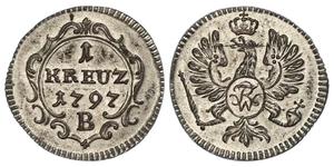 Brandenburg-Preußen. Friedrich Wilhelm II. 1786-1797. Kreuzer 1797 B. Für Ansbach - Bayreuth. Prachtexemplar. Fast Stempelglanz