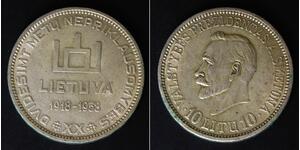 LITHUANIA 10 Litu ND(1938) - Silver 0.750 - 20th Anniversary of Republic - 3810
