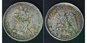 MEXICO 25 Centavos 1881 Go S - Silver 0.903 - VF - 2227