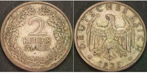 GERMANY (Weimar) 2 Reichsmark 1925A - Silver .500 - VF - 3282 