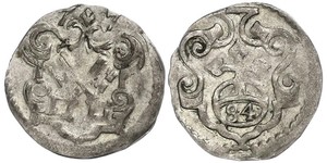 Regensburg-Stadt Pfennig zu 1/84 Gulden 1577. Beckenbauer 4517. Sehr schön