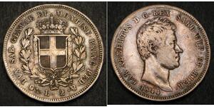 SARDINIA (Italian State) 2 Lire 1844 P - Silver 0.9 - Carlo Alberto - VF - 3313*