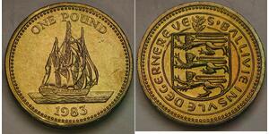 GUERNSEY 1 Pound 1983 - Nickel-Brass - Elizabeth II. - aUNC - 1139 *