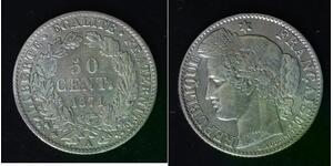 FRANCE 50 Centimes 1871 A - Silver 0.835 - VF - 4350