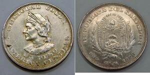 El Salvador - 1908 C.A.M. - Silver Peso - KM# 115.1