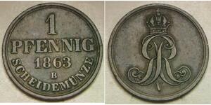HANNOVER (German Kingdom) 1 Pfennig 1863 B - Copper - George V. - VF/XF - 847 *