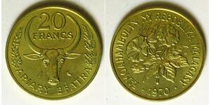 MALAGASY REPUBLIC 20 Francs 1970 - Aluminum/Bronze - F.A.O. - aUNC - 2496