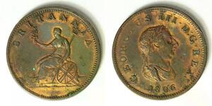 GREAT BRITAIN 1/2 Penny 1806 - Copper - George III. - VF - 4434