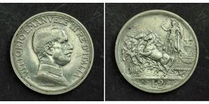  
 
    1916, Kingdom of Italy, Victor Emmanuel III. Nice Silver 2 Lire Coin. aXF!   Mint Year: 1916  Mint Place: Rome  Denomination: 2 Lire  Condition: About XF!  Reference: KM-55. R!   Material ...