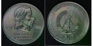 GERMANY (DDR) 20 Mark 1972 A - Copper/Nickel - Friedrich von Schiller - 342