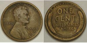 USA Wheat Ears Lincoln Cent 1910 S - Bronze - VF - 3079 *