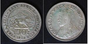 EAST AFRICA 50 Cents 1924 - Silver 0.250 - George V. - VF - 3687