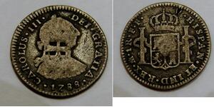 Mexico - 1788 FF - Silver Real 0 KM# 78.2a - w/ Chopmark