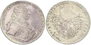 1765,Reuss-jüngere Linie zu Ebersdorf. Heinrich XXIV. 1747-1779. Taler 1765, Saalfeld. Schmidt u. Knab 600, Jaeger 90 a, Davenport 2642. Leichte Prägeschwäche, justiert, sehr schön.