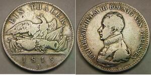 PRUSSIA 1 Thaler 1818 A - Silver 0.75 - Friedrich Wilhelm III. - VF - 3693 *