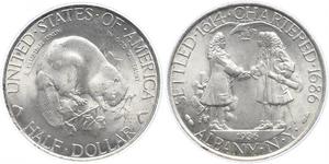Vereinigte Staaten von Amerika. Gedenkmünzen. 1/2 Dollar 1936. Albany. K.M. 173. In US Plastic-Holder PCGS MS65. Fast Stempelglanz