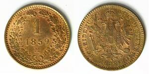 AUSTRIA 1 Kreuzer 1859 M - Copper - Franz Joseph I. - aUNC - 2926