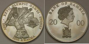 ZAMBIA 1000 Kwacha 2000 - Copper-Nickel - Sydney Olympics - UNC - 2903 *