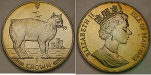 ISLE OF MAN 1 Crown 1988 PM - Copper-Nickel - Manx Cat - UNC - 1192 *