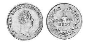 1 Kreuzer Gran Ducado de Baden (1806-1918) Cobre Leopoldo I de Baden(1790 – 1852)