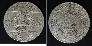 MOROCCO 1/2 Rial (5 Dirhams) AH 1320 - Silver 0.835 - Abd al Aziz - VF - 1461