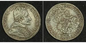  
 
  
 1689, Vatican, Pope Innocent XI. Large Silver Piastra (80 Bolognini) Coin. RR! 
   
 Mint Year: 1677 Mint Place: Rome Denomination: Piastra (80 Bolognini) Reference: Muntoni 42, Davenport ...