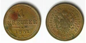 AUSTRIA 1 Kreuzer 1851 A - Copper - Franz Joseph I. - aUNC - 4255