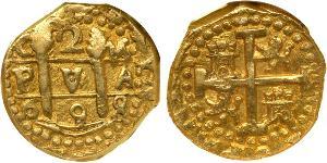 2 Escudo Perù Oro Carlo II di Spagna (1661-1700)