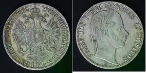 AUSTRIA 1 Florin 1860 A - Silver 0.900 - Franz Joseph I. - VF - 595