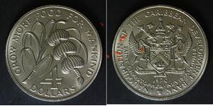 SAINT KITTS & NEVIS 4 Dollars 1970 - Copper/Nickel - F.A.O. - aUNC - 2175