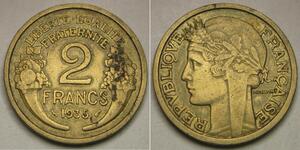 FRANCE 2 Francs 1935 - Aluminium-Bronze - VF+ - 2150 *