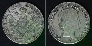 AUSTRIA 20 Kreuzer 1848 A - Silver 0.583 - Ferdinand I. - XF - 412