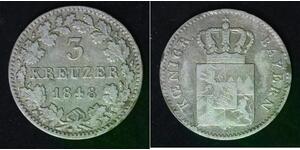 BAVARIA 3 Kreuzer (Groschen) 1848 - Silver 0.333 - Ludwig I. - VF- - 2738
