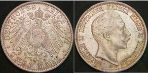 PRUSSIA (German State) 2 Mark 1907A - Silver .900 - XF/aUNC - 3291 